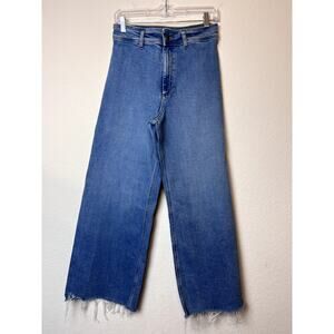 ZARA High Rise Marine Straight Wide Leg Jeans - Size 8
